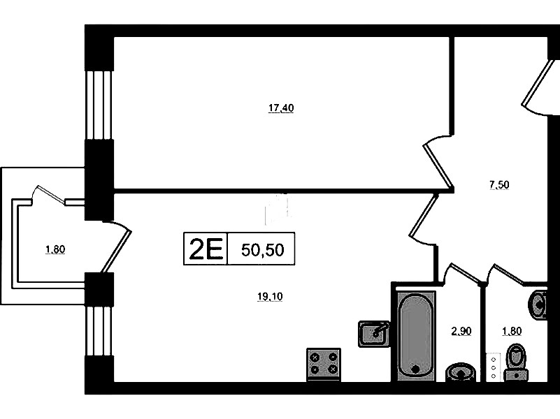 1-комнатная квартира 50.5 м², 2/3 эт., ЖК «VEREN Village Стрельна»